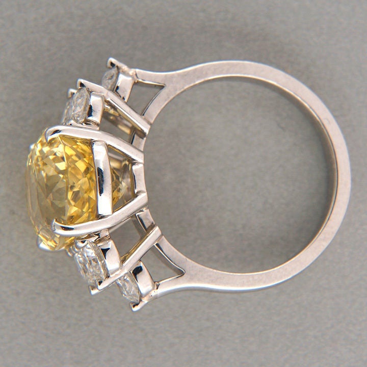 Art Deco Yellow Sapphire Diamond Platinum Ring