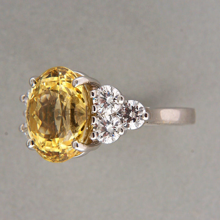 Women's Yellow Sapphire Diamond Platinum Ring
