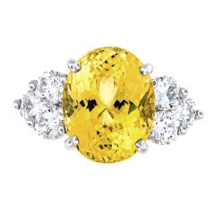Yellow Sapphire Diamond Platinum Ring