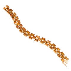 Citrine Gold Three Row Hinged Link Bracelet 7
