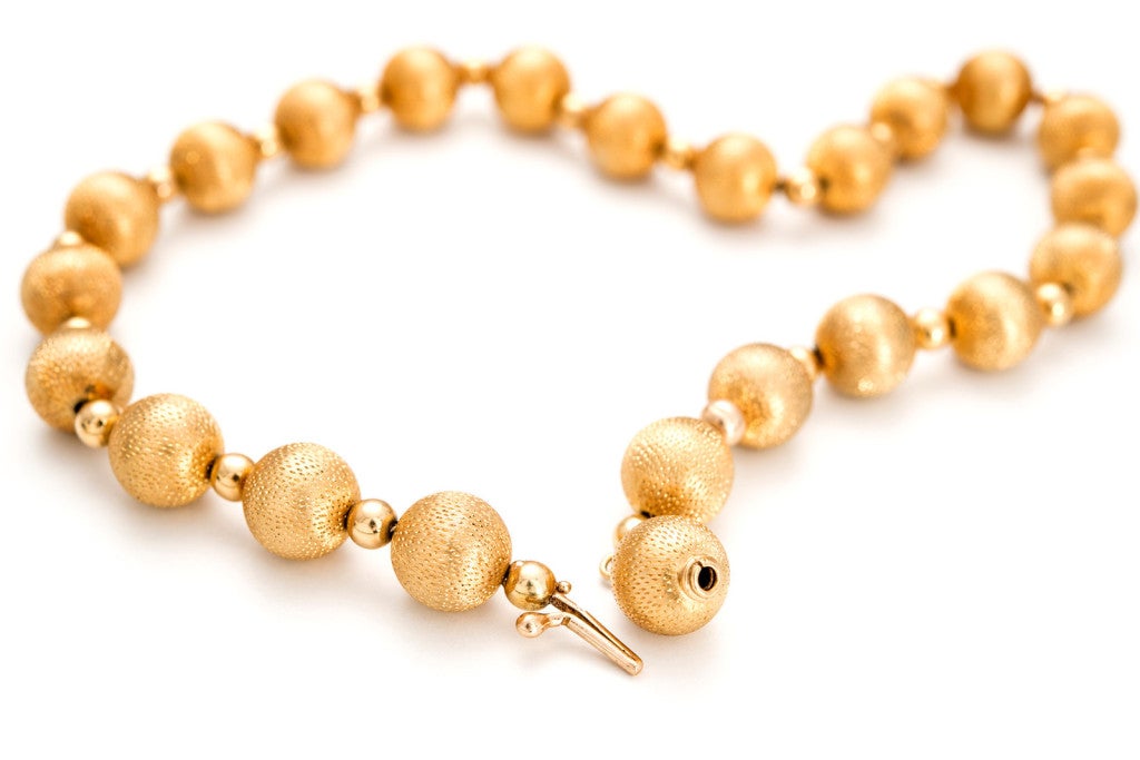Yellow Gold Bead Necklace at 1stdibs