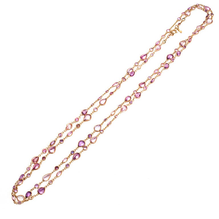 Pink And Light Yellow Sapphire Chain Necklace