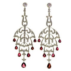 Natural Ruby Diamond Chandelier Dangle Earrings 5