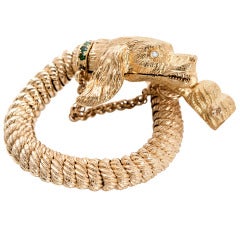 Emerald And Diamond Golden Retriever Watch Bracelet