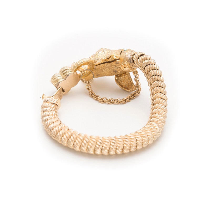 Emerald And Diamond Golden Retriever Watch Bracelet 1