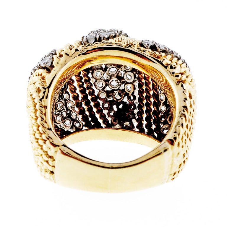 Women's Diamond Gold Twisted Wire Dome Ring