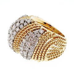 Diamond Gold Twisted Wire Dome Ring