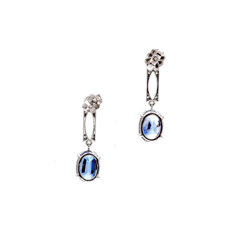Periwinkle Sapphire Diamond Dangle Earrings