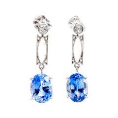 Periwinkle Sapphire Diamond Dangle Earrings