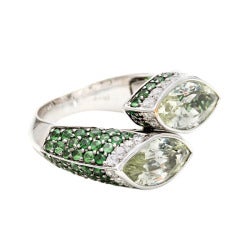 Ariel Tsavorite Grossular Garnet Diamond gold Ring