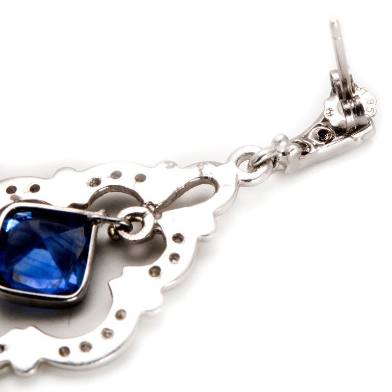 Revival Sapphire Diamond Platinum Dangle Earrings