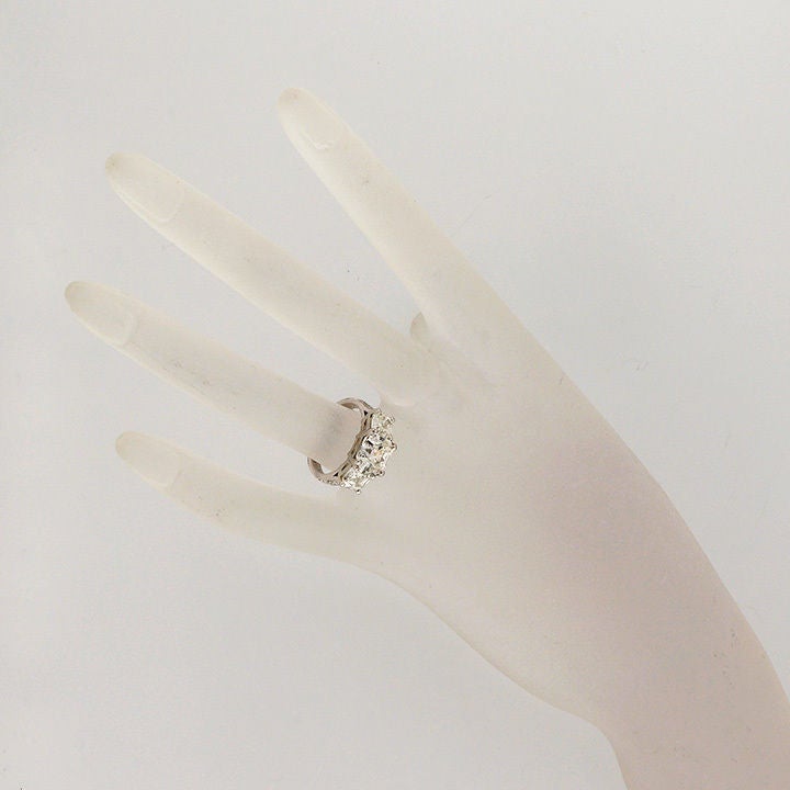 Asscher Cut Three Stone Diamond Platinum Ring In Good Condition In Stamford, CT