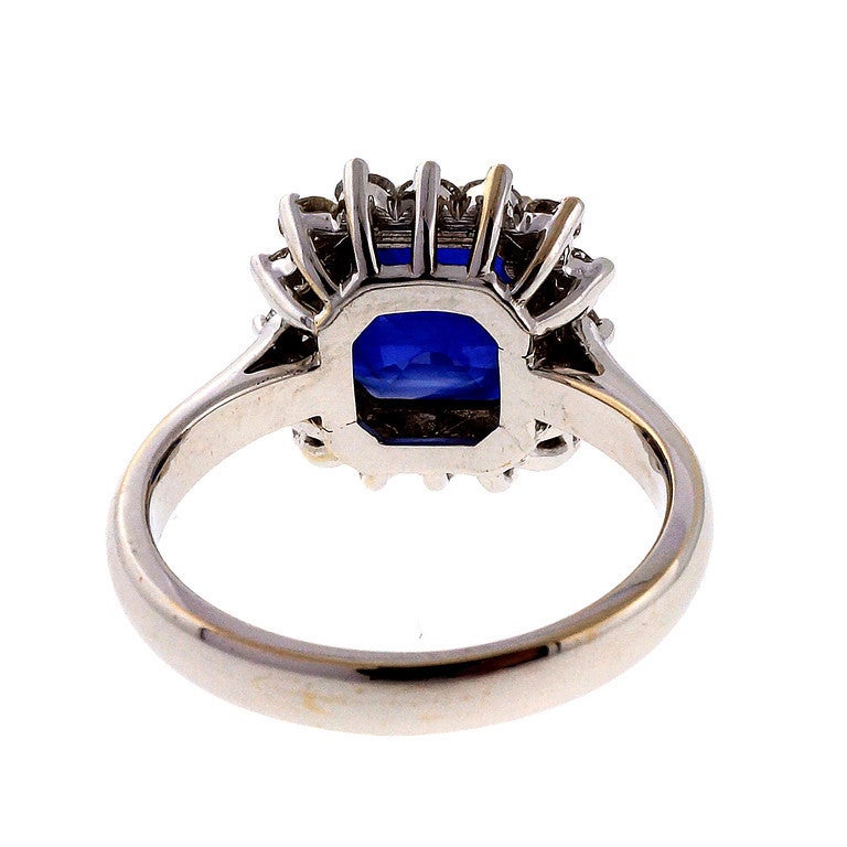 Asscher Royal Blue Sapphire Diamond Ring c1950 1