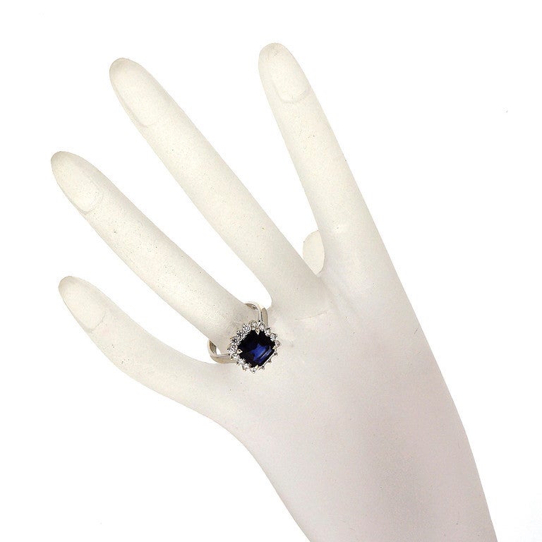 Asscher Royal Blue Sapphire Diamond Ring c1950 3