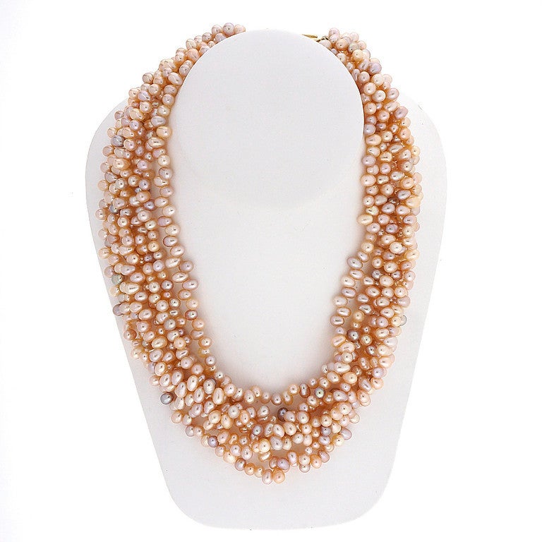 Modern 7 Strand Natural Multicolor Fresh Water Pearl Necklace