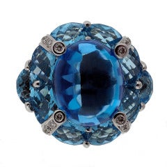 Bellari Gold Layla Blue Topaz And Diamond Ring