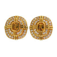 Kieselstein-Cord Golden Beryl Clip Post Diamond Gold Earrings