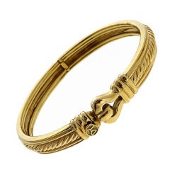 David Yurman Hinged Cable Gold Bangle Bracelet 3