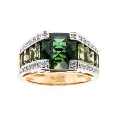 Bellarri Green Tourmaline Diamond Gold Ring 9