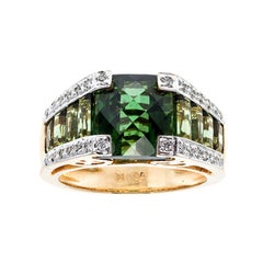Bellarri Green Tourmaline Diamond Gold Ring