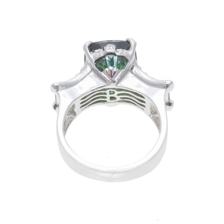 Bellari Green Tourmaline Diamond Ring In Excellent Condition In Stamford, CT