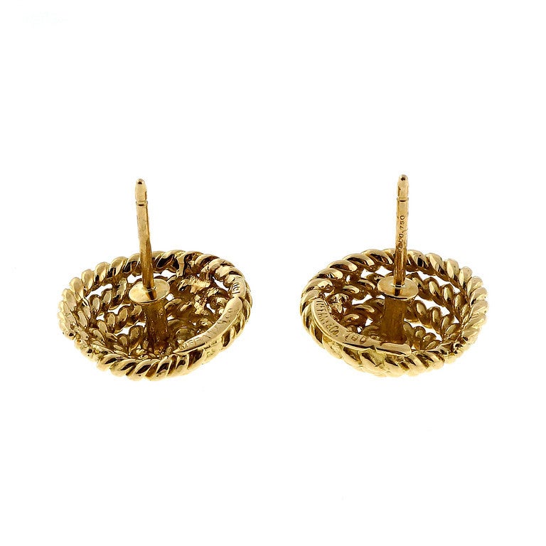 Modern Tiffany & Co. Gold Cable Spiral Domed Earrings