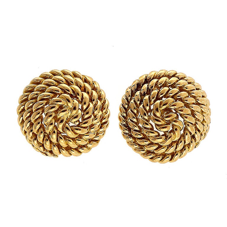 Tiffany & Co. Gold Cable Spiral Domed Earrings