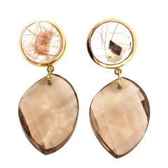 Peter Suchy Manifestor Quartz Gold Dangle Earrings 2