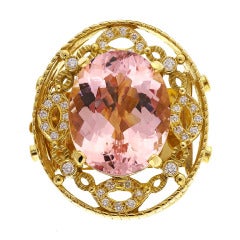 Doris Panos Yellow Gold Morganite Diamond Pendant Slide 8