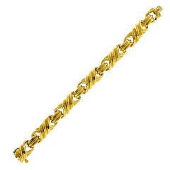 Henry Dunay Swirl Link Faceted Gold Bracelet