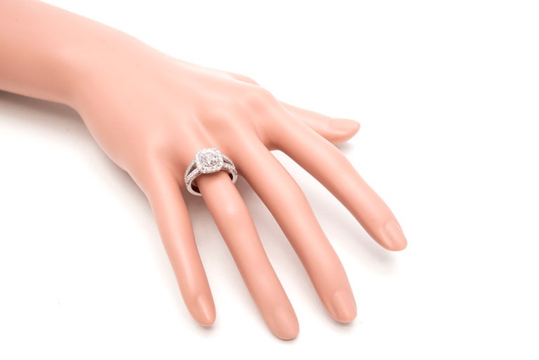 Women's Peter Suchy 1.56 Carat Diamond Halo Platinum Split Shank Engagement Ring