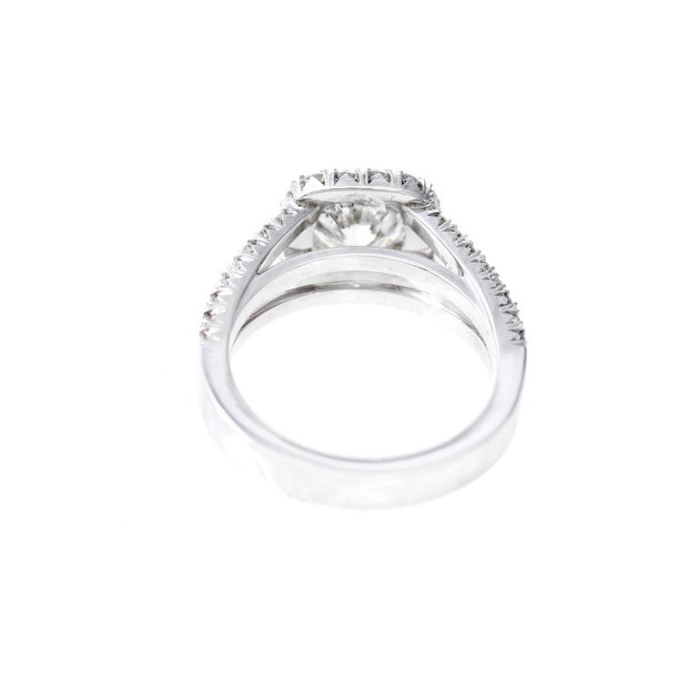 Peter Suchy 1.56 Carat Diamond Halo Platinum Split Shank Engagement Ring 1