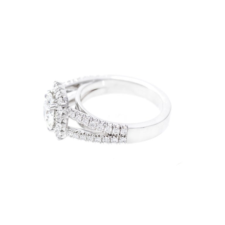 Peter Suchy 1.56 Carat Diamond Halo Platinum Split Shank Engagement Ring 2