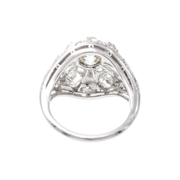 Women's Old Mine Diamond Platinum Filigree Dome Ring 