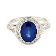Oval Cornflower Sapphire And Diamond Platinum Ring 6