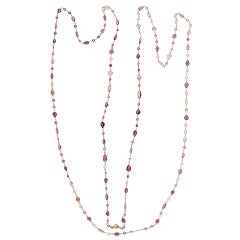 Pastel Pink Purple Sapphire Chain Necklace Gold
