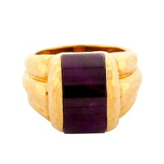 Henry Dunay Hammered Crescent Ruby Gold Ring 2