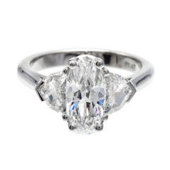 Antique Elongated Cushion Diamond Platinum Ring