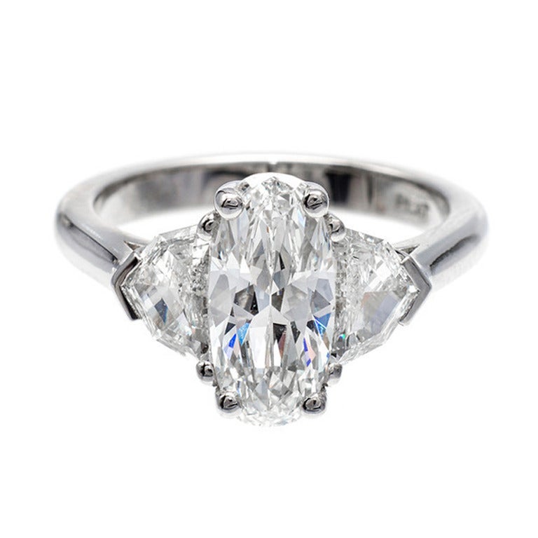 Elongated Cushion Diamond Platinum Ring