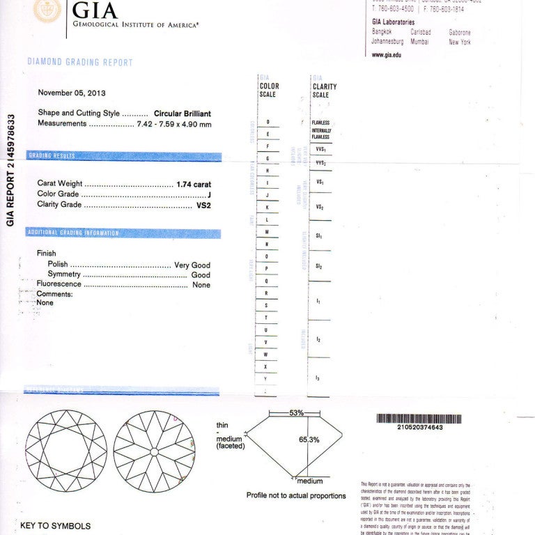 Round Cut Marcus & Co. GIA 6.35 Carat Diamond Platinum Three-Stone Engagement Ring For Sale