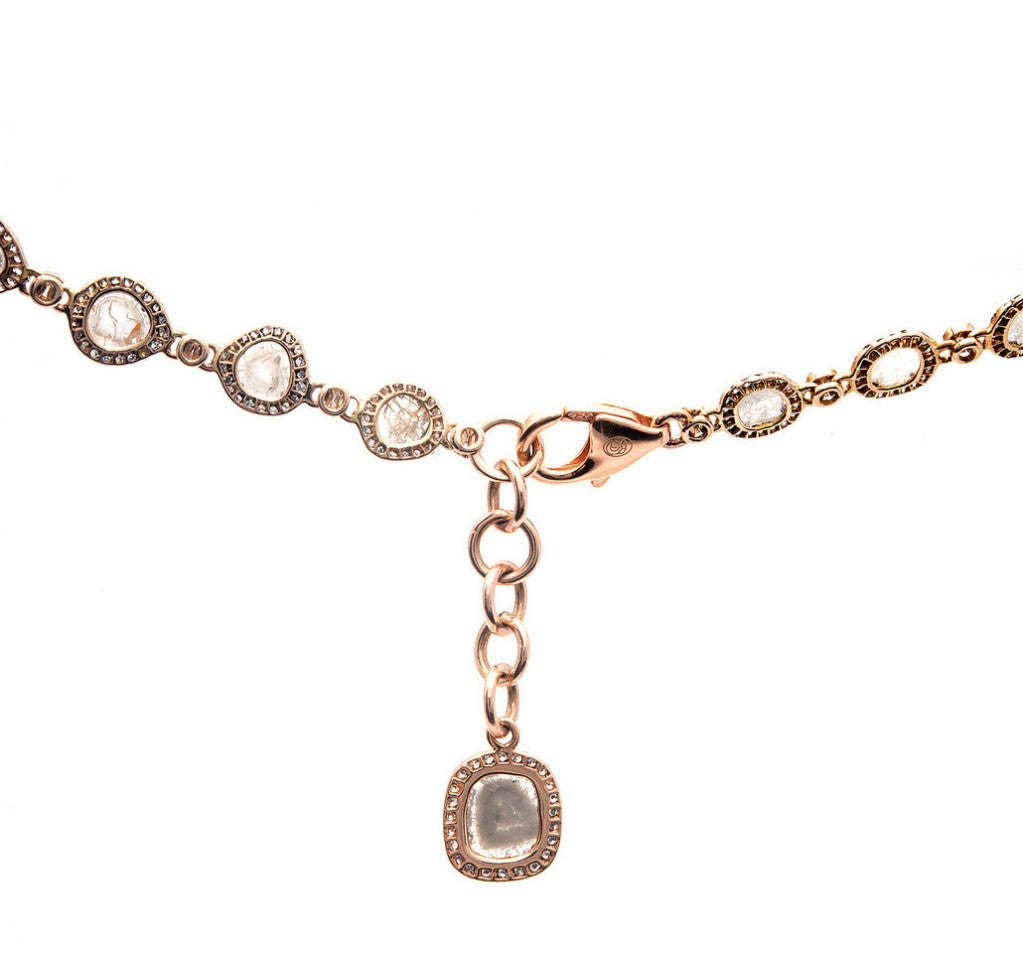 Women's Dilamani Rose Cut Natural Diamond Crystal Gold Necklace