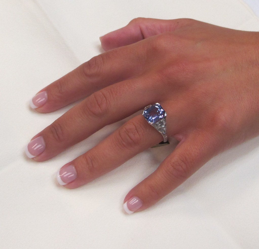 Tiffany & Co Art Deco Natural Sapphire Platinum Ring c1920 1