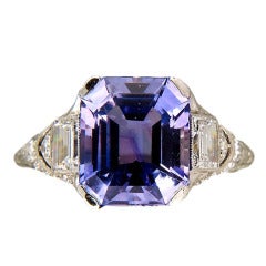 Tiffany & Co Art Deco Natural Sapphire Platinum Ring c1920