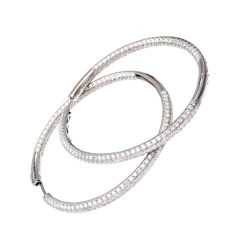 8 00 Carat Micro Pave Diamond Gold Hoop Earrings
