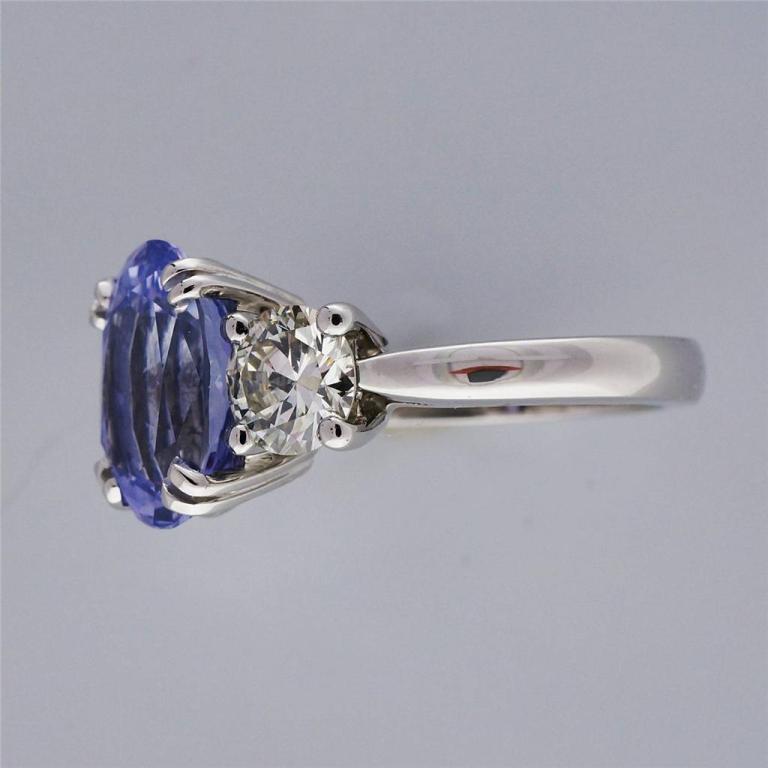 Women's Peter Suchy Violet Sapphire Diamond Platinum Three Stone Ring