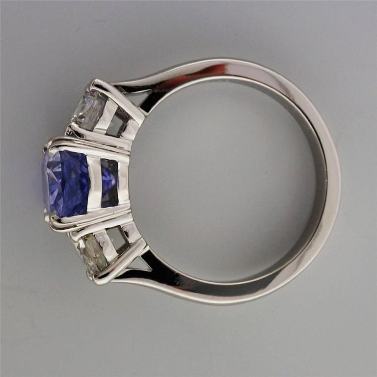 Peter Suchy Violet Sapphire Diamond Platinum Three Stone Ring 2