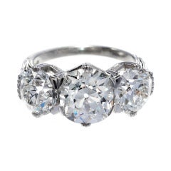 Marcus & Co. GIA Cert Diamond Platinum Three Stone Engagement Ring 11