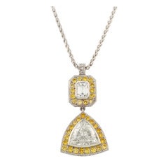 Peter Suchy Yellow White Diamond Platinum Pendant Necklace