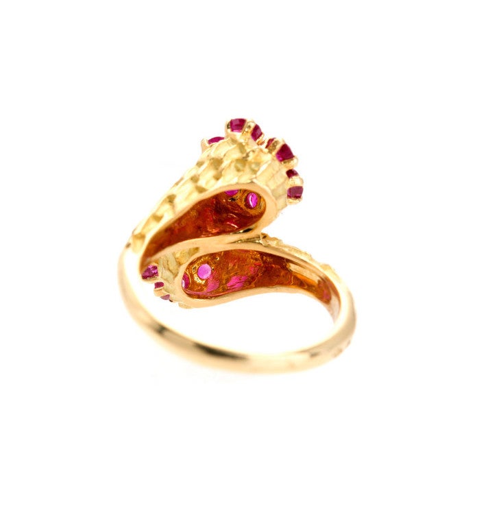 Art Deco Cartier Natural Pinkish Red Ruby Gold Ring