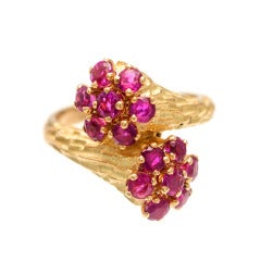 Antique Cartier Natural Pinkish Red Ruby Gold Ring